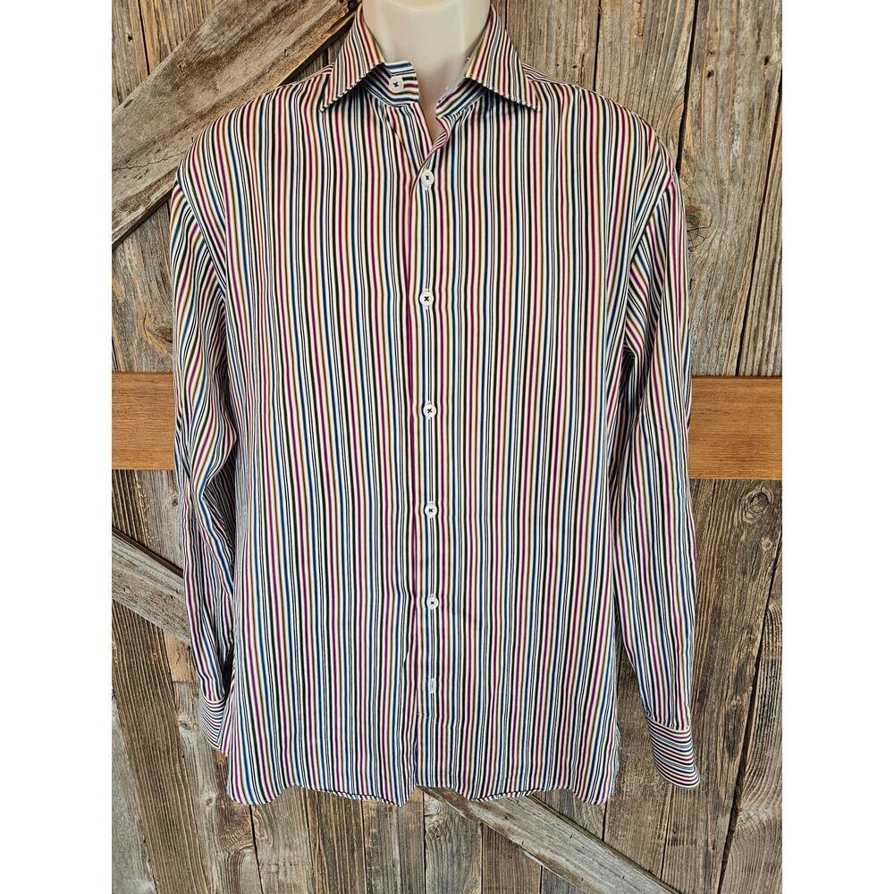 Bugatchi uomo EUC large relaxed fit colorful bright button up long sleeve